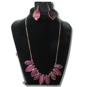 Vintage Marquis Cut Purple Earrings and Fashion Statement Necklace Curb Chain
